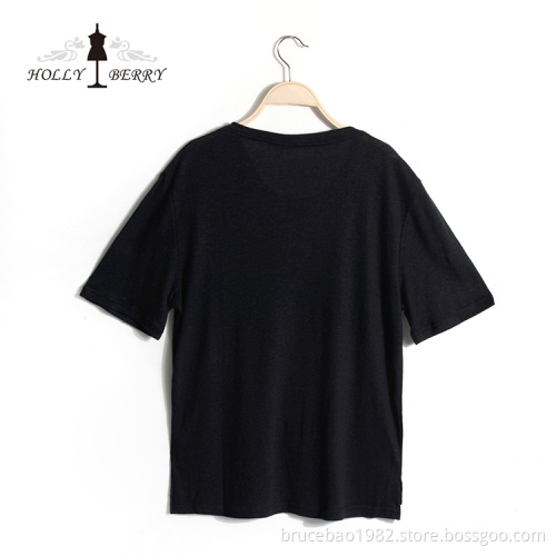 New Fashionable Plus Size Stylish Black Casual Short Sleeve Womens Shirt